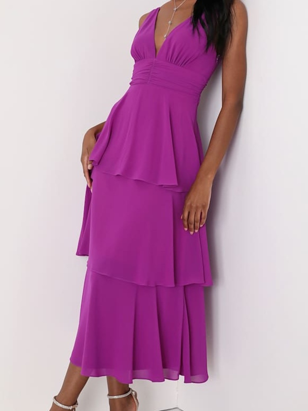 NWT LULU'S Celebration tired party event dress purple M - Picture 9 of 9